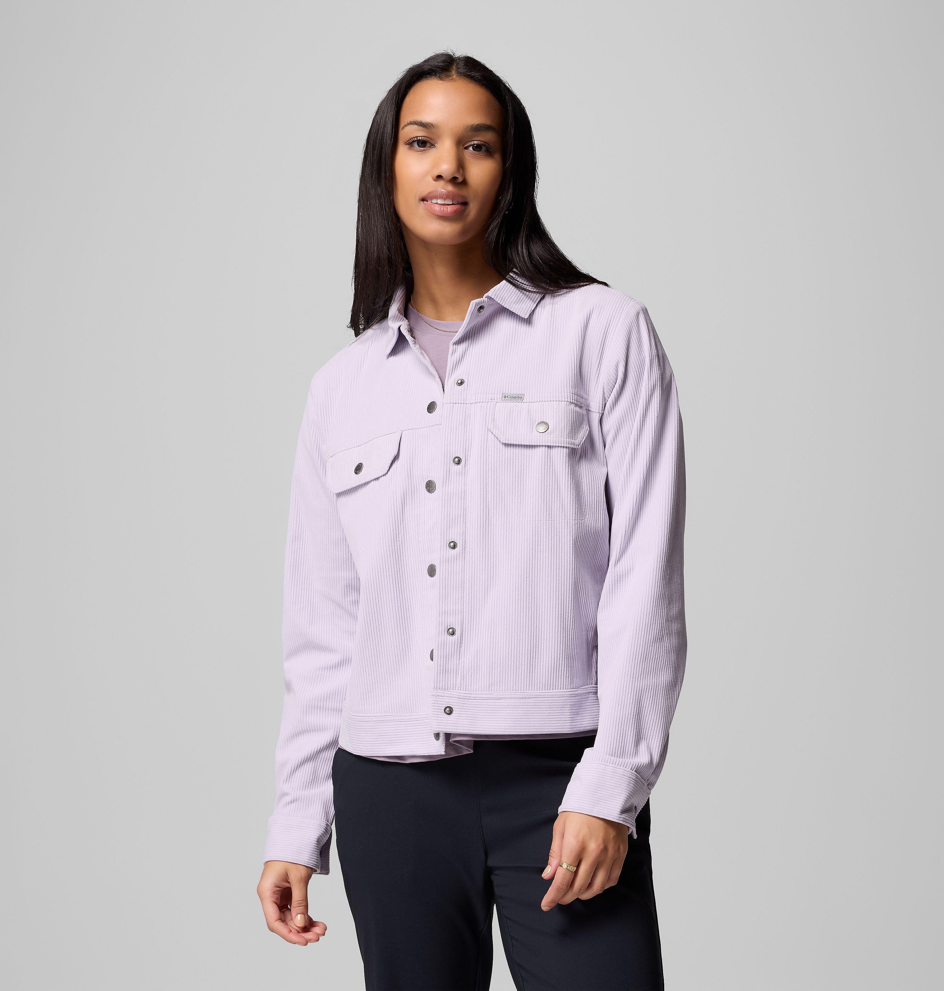 Columbia Women's Blue Point Creek Short Corduroy Shirt Jacket (Lavender Pearl)