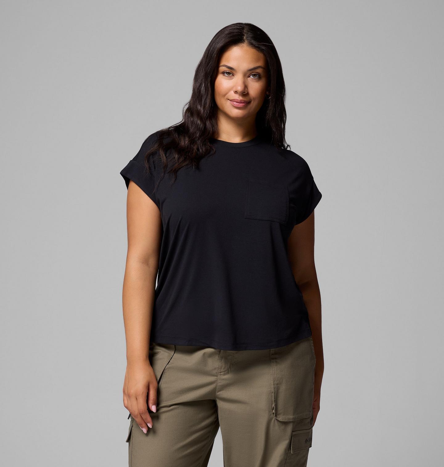 Женская рубашка Columbia Daniela Falls Short Sleeve Shirt - Plus Size, цвет: Чёрный — фото 1