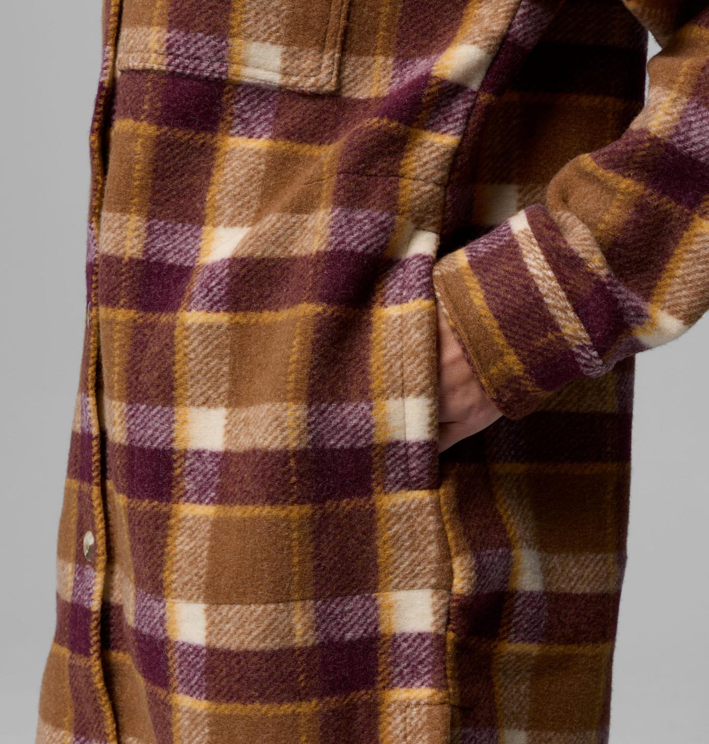 Женское пальто Columbia Wildest Venture Long Fleece, цвет: Коричневый / В клетку — фото 4