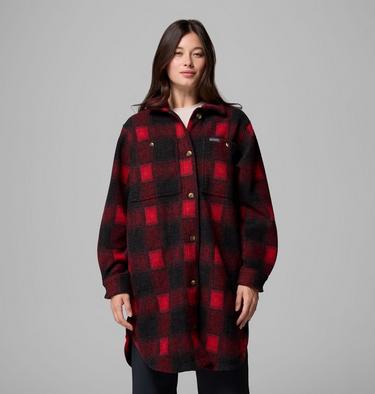Women's Wildest Venture Long Sherpa Coat, Color: Mountain Red Blurred Ombre, image 3