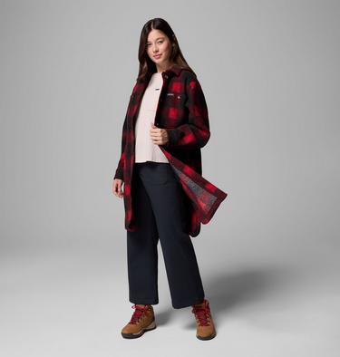 Women's Wildest Venture Long Sherpa Coat, Color: Mountain Red Blurred Ombre, image 4
