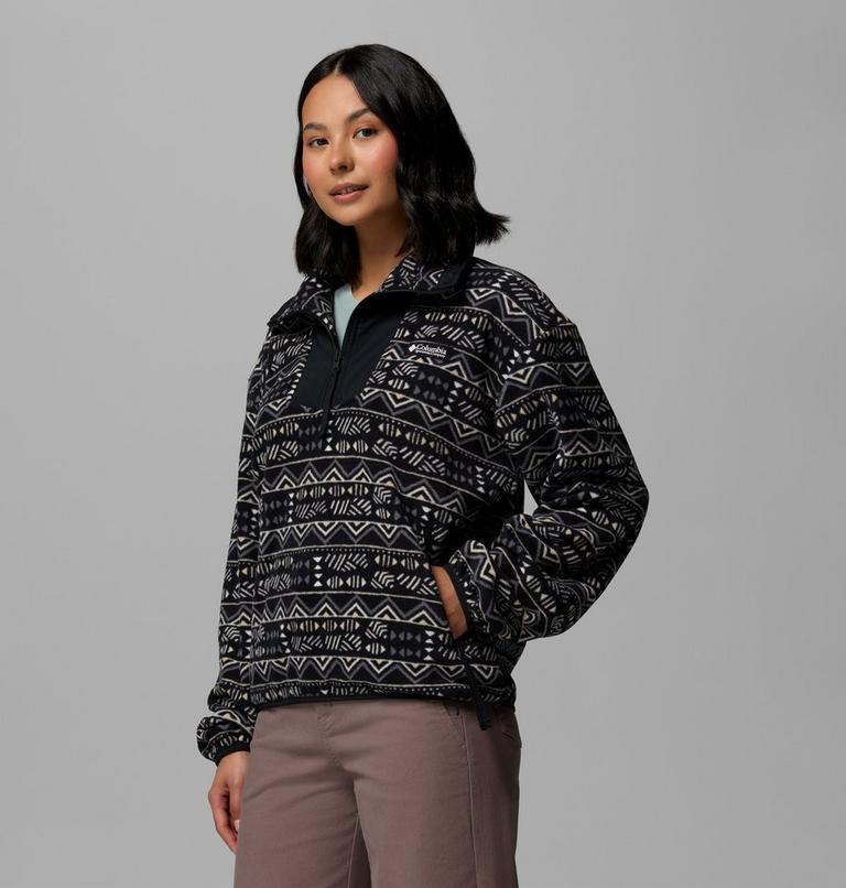 Women's Sequoia Grove Printed Half Zip Fleece, Color: Black, Horizons, image 4