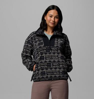 Women's Sequoia Grove Printed Half Zip Fleece, Color: Black, Horizons, image 11