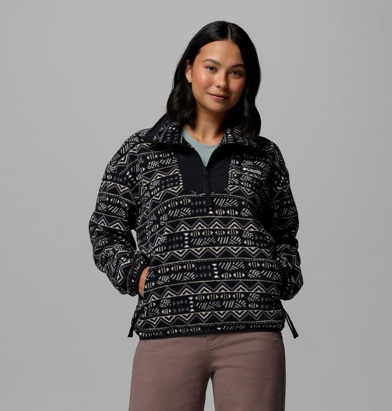 Women's Sequoia Grove Printed Half Zip Fleece, Color: Black, Horizons, image 1