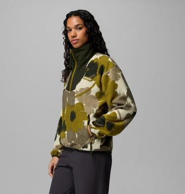 Women's Sequoia Grove Printed Half Zip Fleece, Color: Mossy Green, Ikatbloom, image 16
