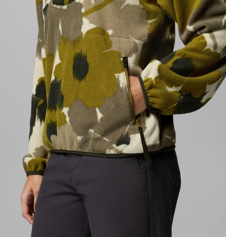 Pile stampato con cerniera a met&agrave; lunghezza Sequoia Grove da donna, Color: Mossy Green, Ikatbloom, image 6