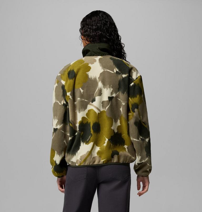 Pile stampato con cerniera a met&agrave; lunghezza Sequoia Grove da donna, Color: Mossy Green, Ikatbloom, image 3