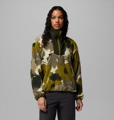 Women's Sequoia Grove Printed Half Zip Fleece, Color: Mossy Green, Ikatbloom, image 7