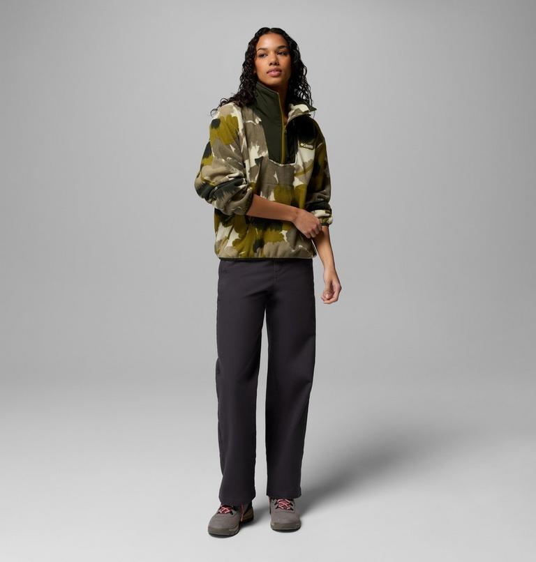 Pile stampato con cerniera a met&agrave; lunghezza Sequoia Grove da donna, Color: Mossy Green, Ikatbloom, image 2