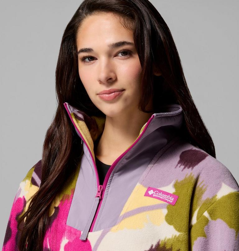 Pile stampato con cerniera a met&agrave; lunghezza Sequoia Grove da donna, Color: Fuchsia, Ikatbloom, image 5