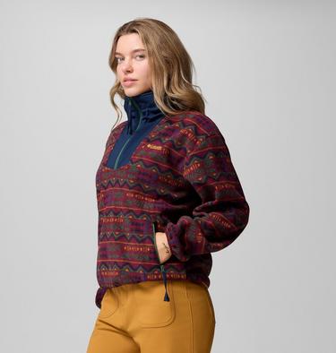 Forro polar con media cremallera y estampado Sequoia Grove para mujer, Color: Rich Wine Horizons, image 24