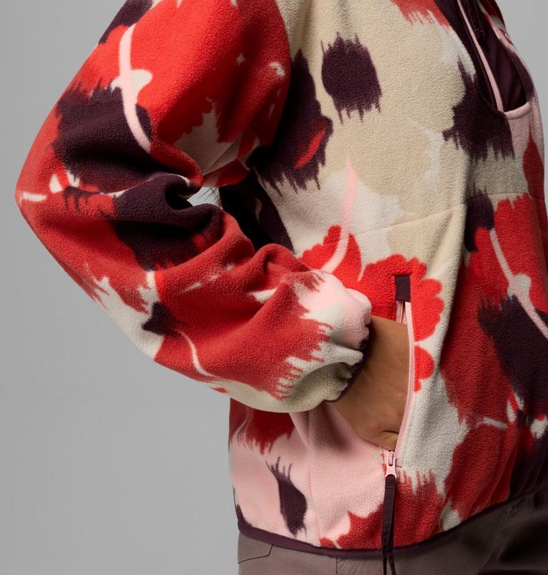 Pile stampato con cerniera a met&agrave; lunghezza Sequoia Grove da donna, Color: Washed Red, Ikatbloom, image 6
