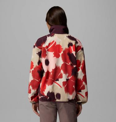 Women's Sequoia Grove Printed Half Zip Fleece, Color: Washed Red, Ikatbloom, image 7