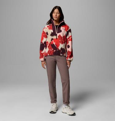 Women's Sequoia Grove Printed Half Zip Fleece, Color: Washed Red, Ikatbloom, image 4