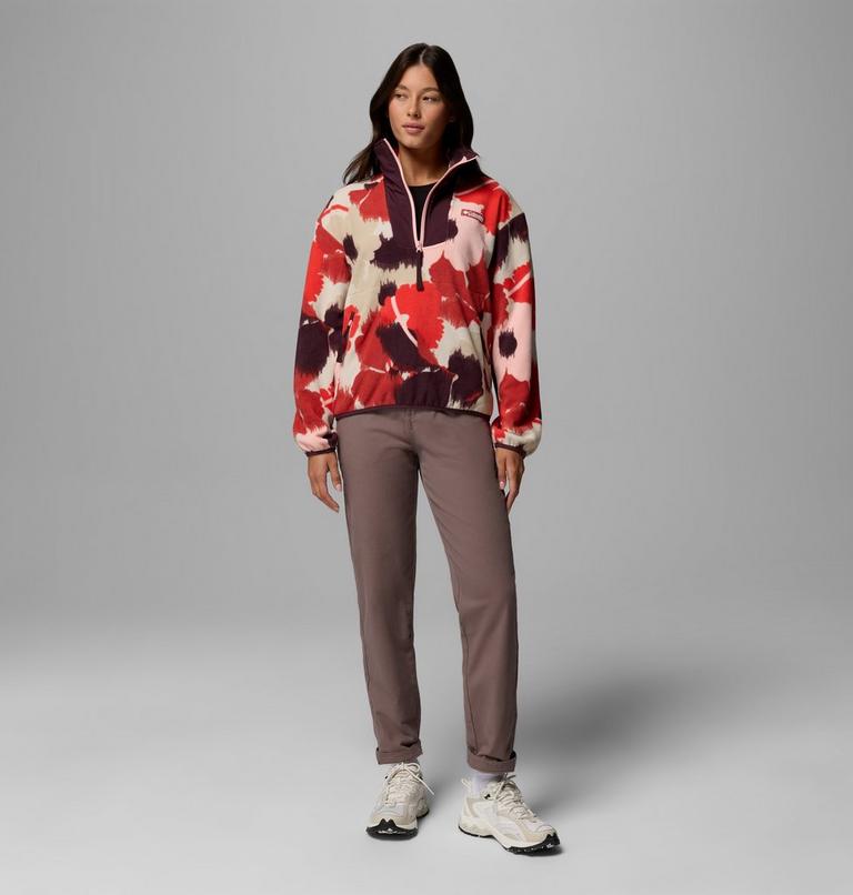 Pile stampato con cerniera a met&agrave; lunghezza Sequoia Grove da donna, Color: Washed Red, Ikatbloom, image 2