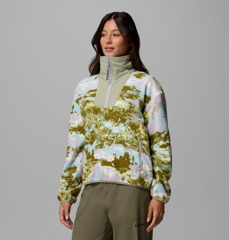 Women's Sequoia Grove Printed Half Zip Fleece, Color: Citron Haze, Fieldaze, image 4
