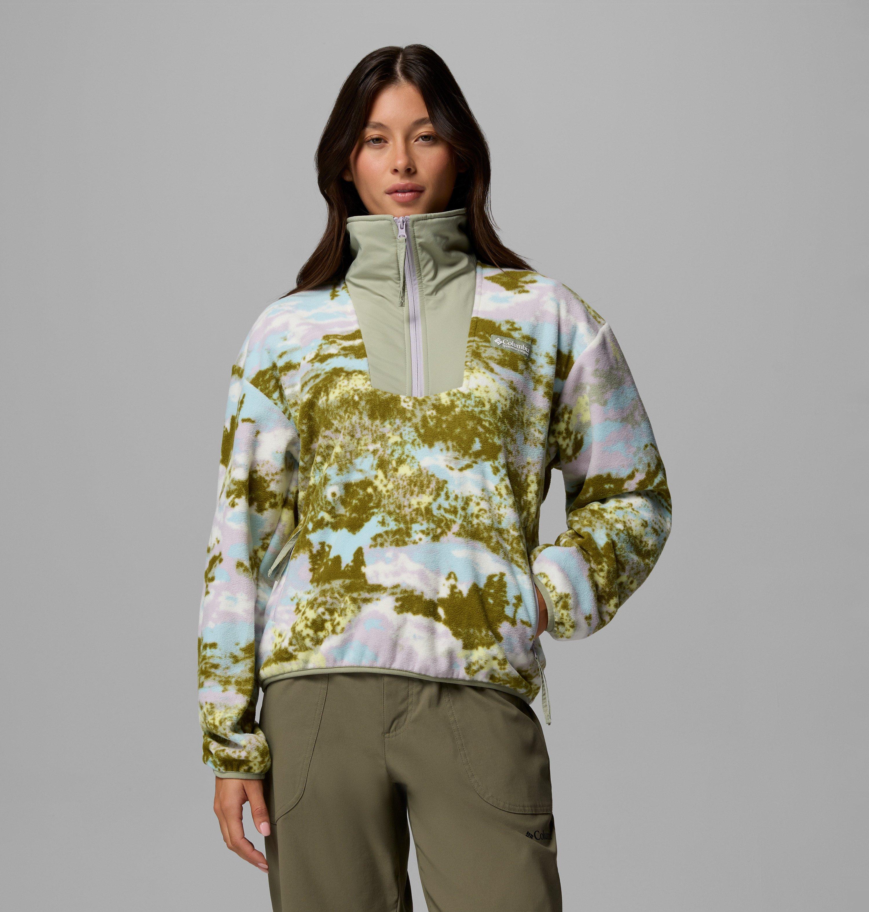 Columbia Sportswear Women's Yellow Columbia - Sequoia Grove™ Printed Half Zip Fleece - Citron Haze, Fieldaze Extra Small