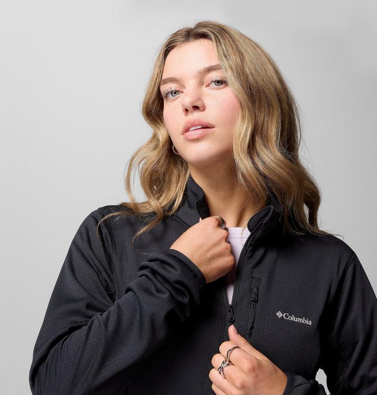Women's Essential Hike Grid Fleece Jacket, Color: Black, image 6