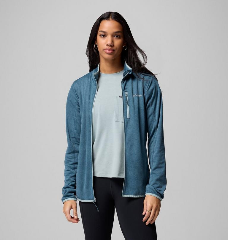 Women's Essential Hike Grid Fleece Jacket, Color: Everblue, Crushed Blue, image 5
