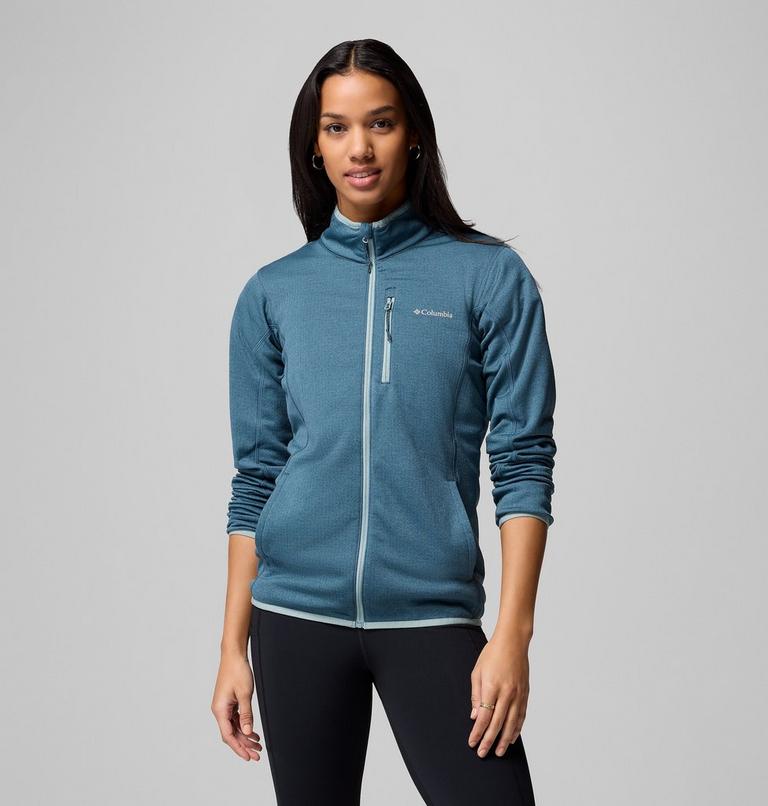 Women's Essential Hike Grid Fleece Jacket, Color: Everblue, Crushed Blue, image 1
