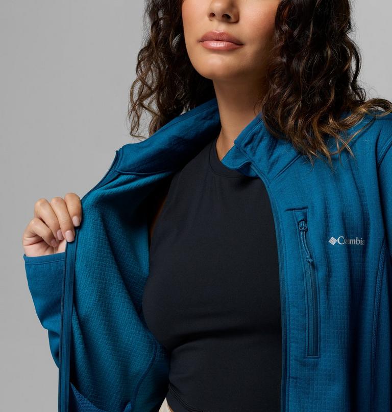 Women's Essential Hike Grid Fleece Jacket, Color: Phoenix Blue, image 6