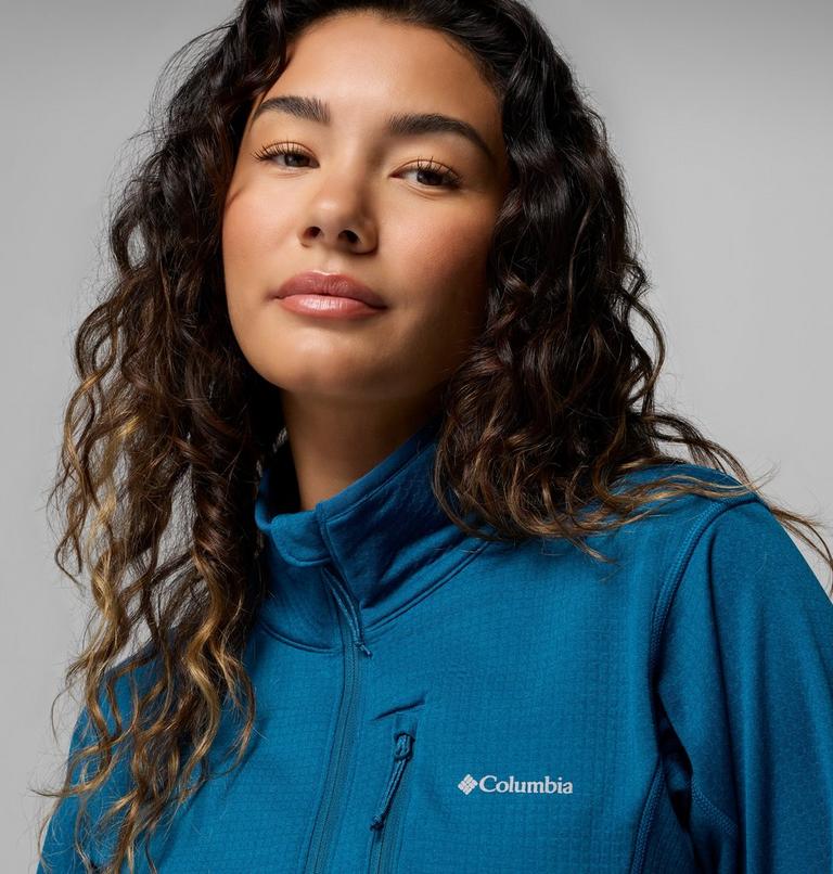 Women's Essential Hike Grid Fleece Jacket, Color: Phoenix Blue, image 7