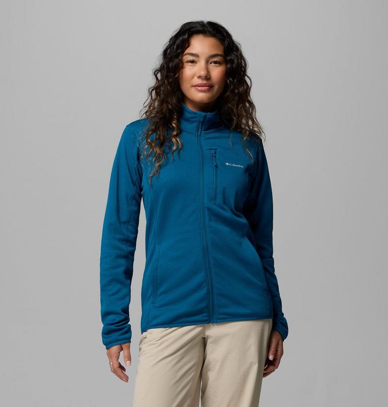 Women's Essential Hike Grid Fleece Jacket, Color: Phoenix Blue, image 1