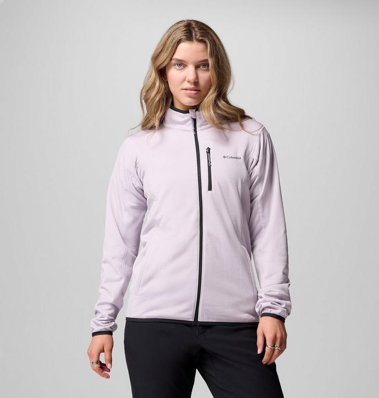 Women's Essential Hike Grid Fleece Jacket, Color: Lavender Pearl, Shale Purple, image 5