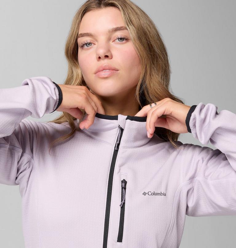 Women's Essential Hike Grid Fleece Jacket, Color: Lavender Pearl, Shale Purple, image 6