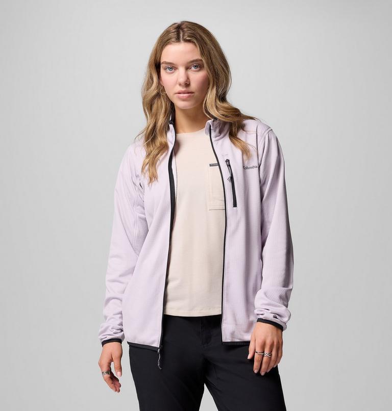 Women's Essential Hike Grid Fleece Jacket, Color: Lavender Pearl, Shale Purple, image 1