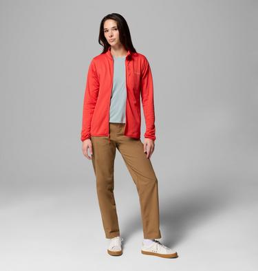 Women's Essential Hike Grid Fleece Jacket, Color: Poppy Red, image 2