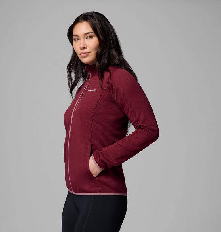 Women's Essential Hike Grid Fleece Jacket, Color: Rich Wine, Fig, image 4