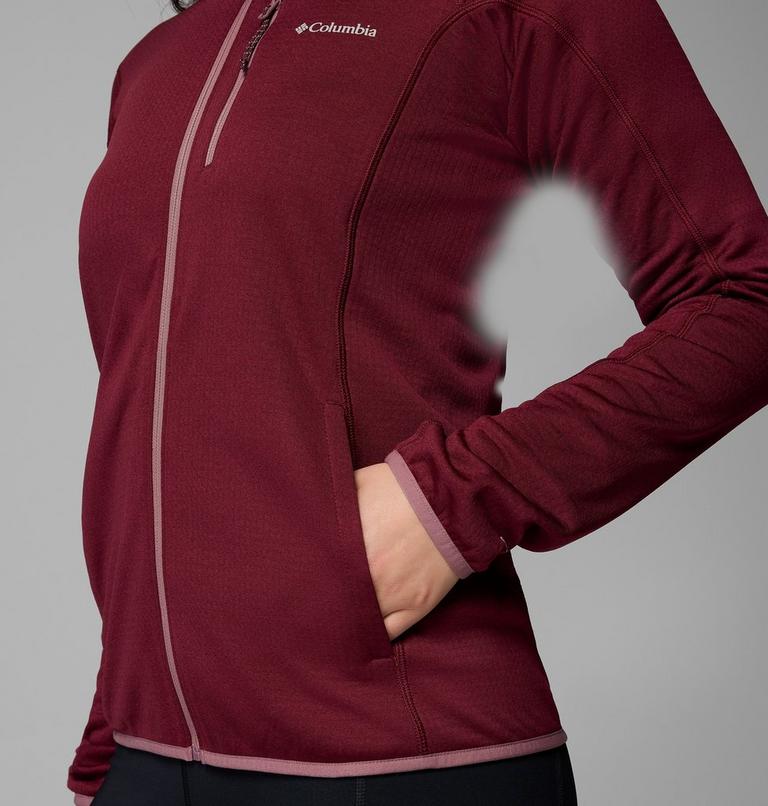 Women's Essential Hike Grid Fleece Jacket, Color: Rich Wine, Fig, image 7