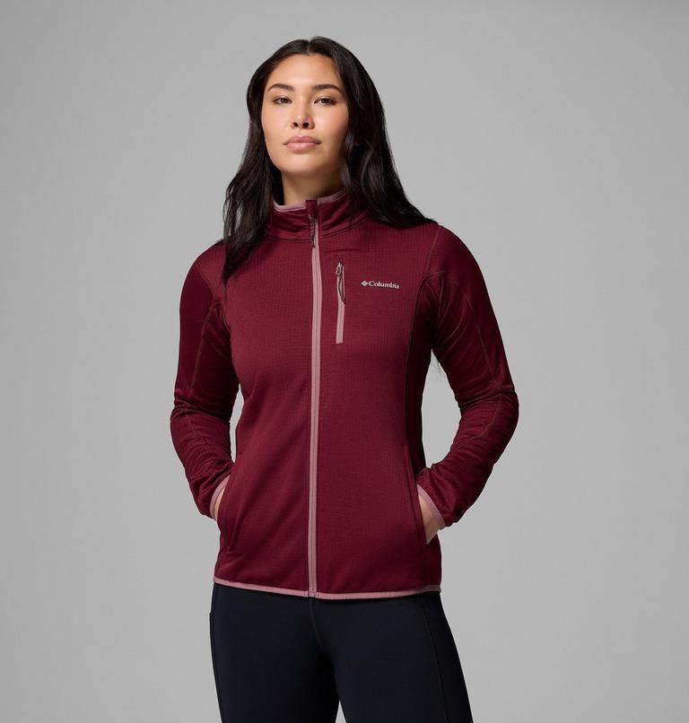 Women's Essential Hike Grid Fleece Jacket, Color: Rich Wine, Fig, image 1