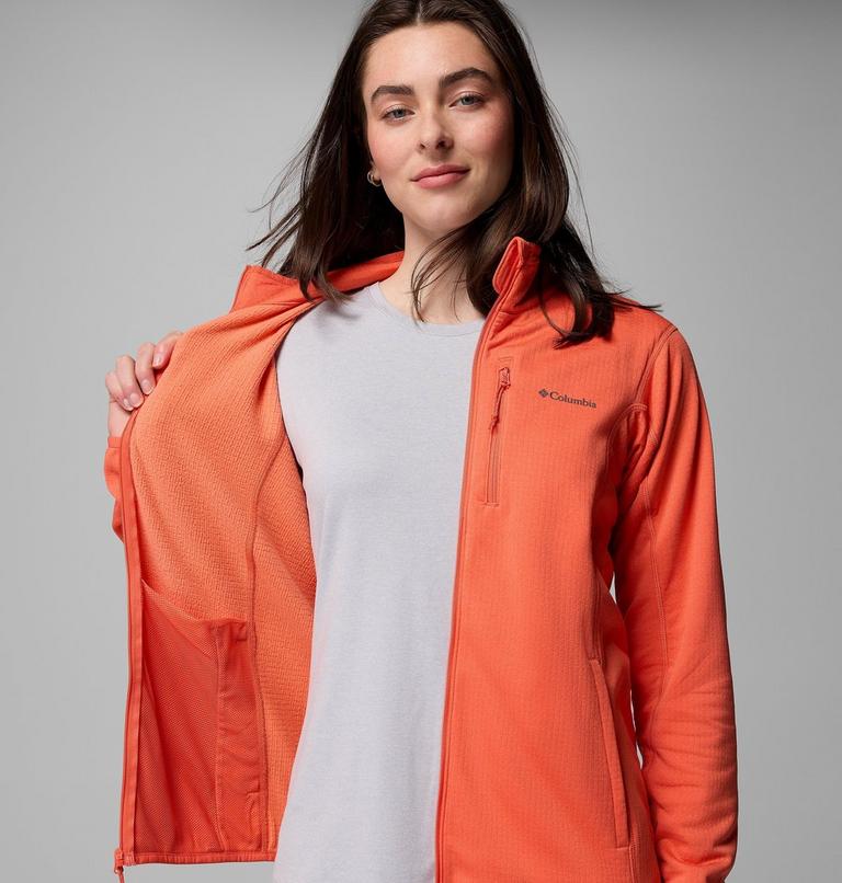 Women's Essential Hike Grid Fleece Jacket, Color: Zing, image 6