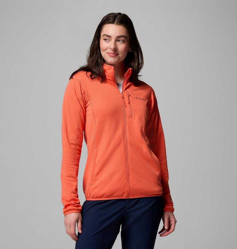 Women's Essential Hike Grid Fleece Jacket, Color: Zing, image 1