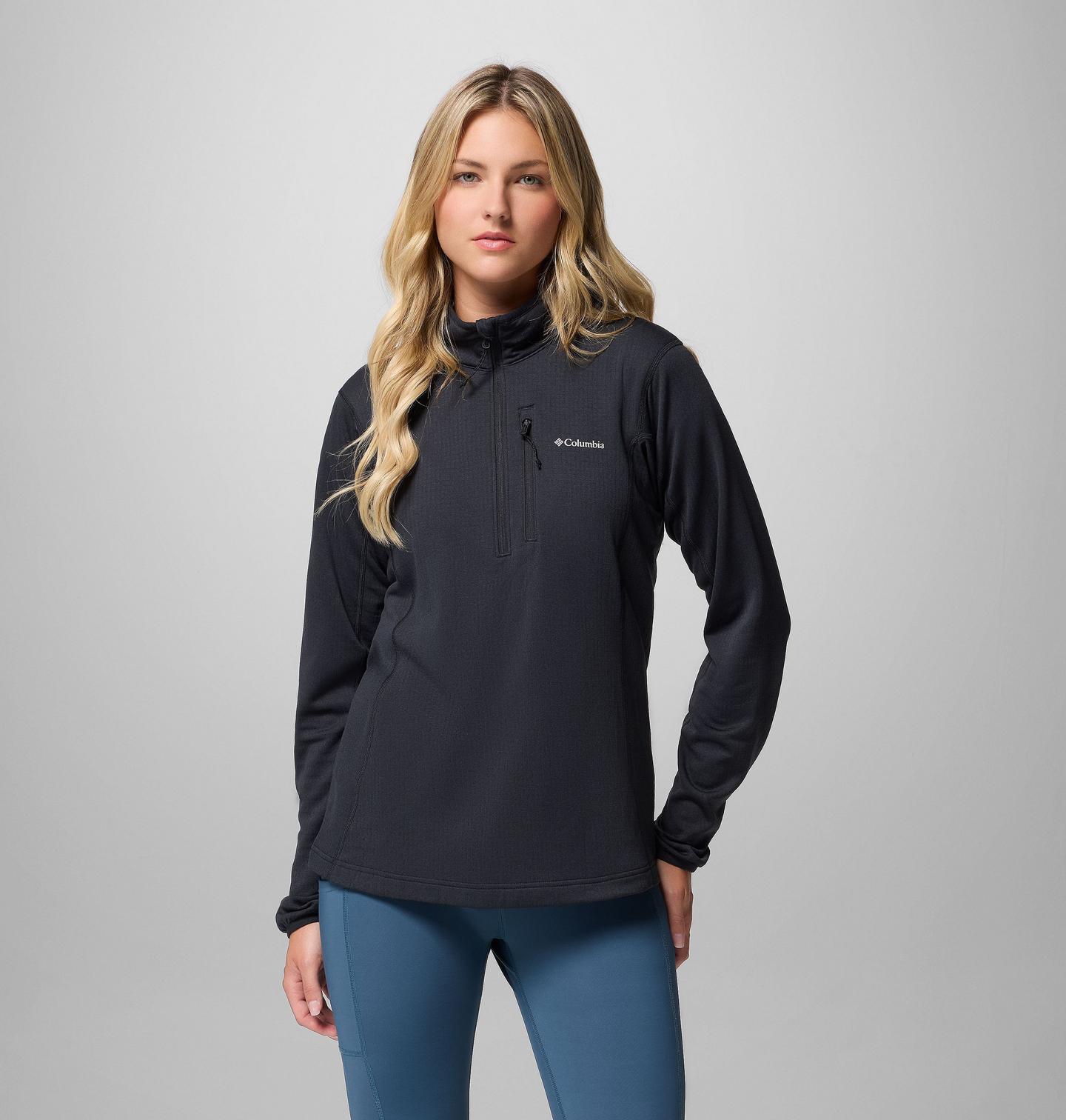 Женская куртка Columbia Essential Hike Grid Fleece Half Zip, цвет: Чёрный — фото 1