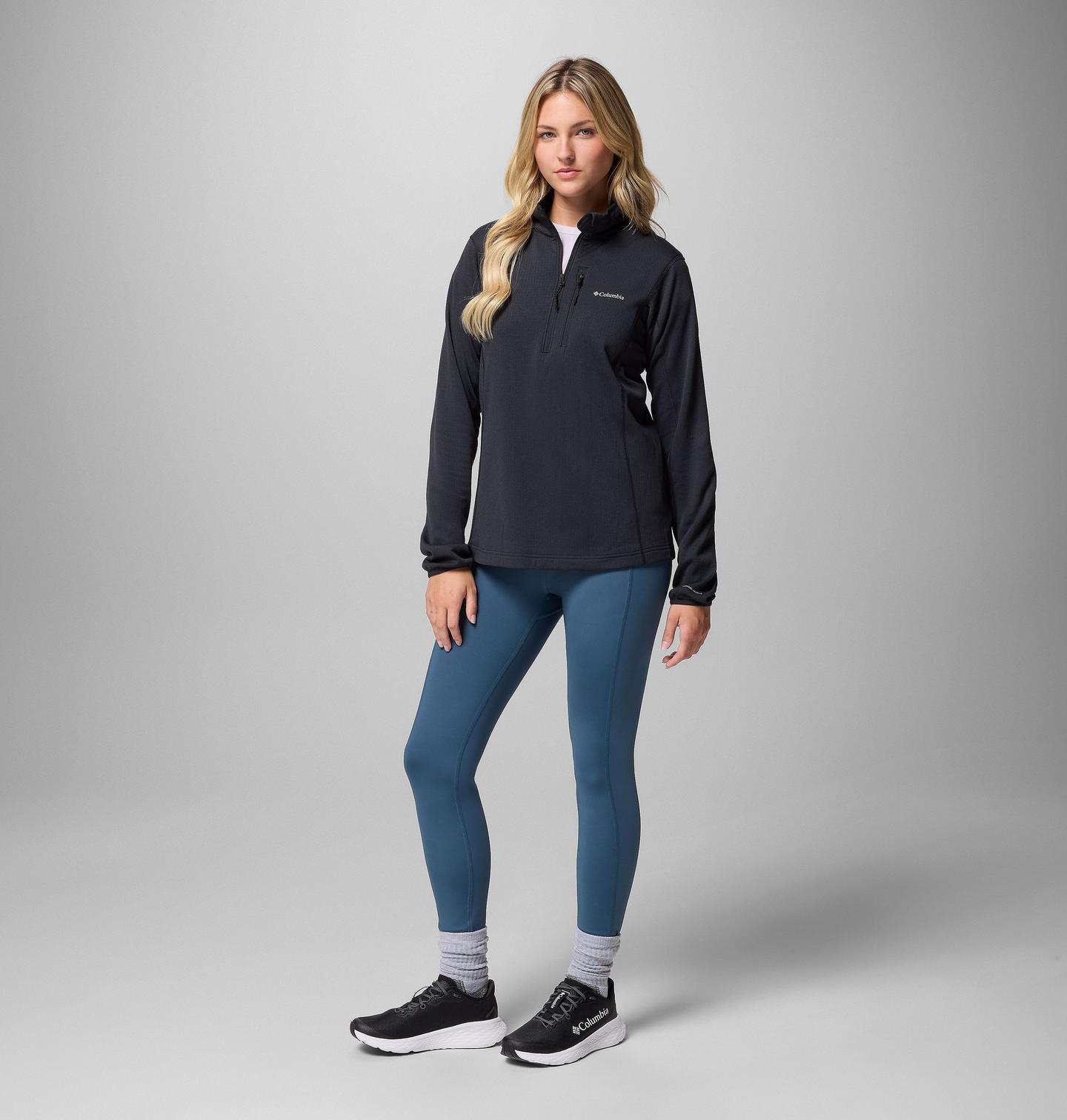 Женская куртка Columbia Essential Hike Grid Fleece Half Zip, цвет: Чёрный — фото 2