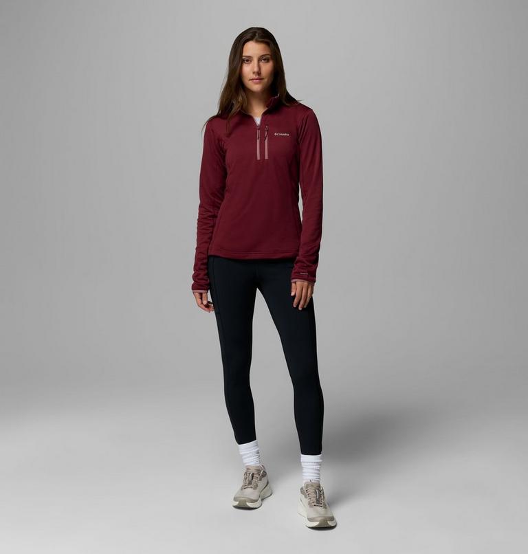 Women's Essential Hike Half Zip Fleece, Color: Rich Wine, Fig, image 2