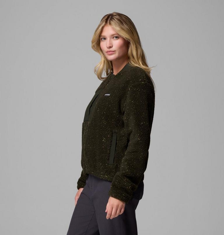 Women's Stellar Path Fleece Bomber Jacket, Color: Greenscape, image 4