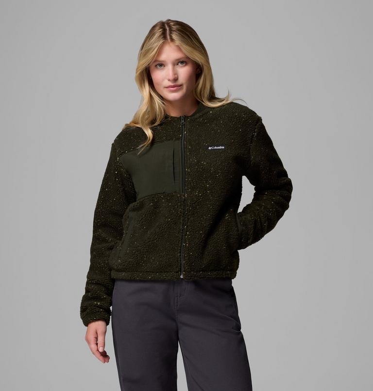 Women's Stellar Path Fleece Bomber Jacket, Color: Greenscape, image 1