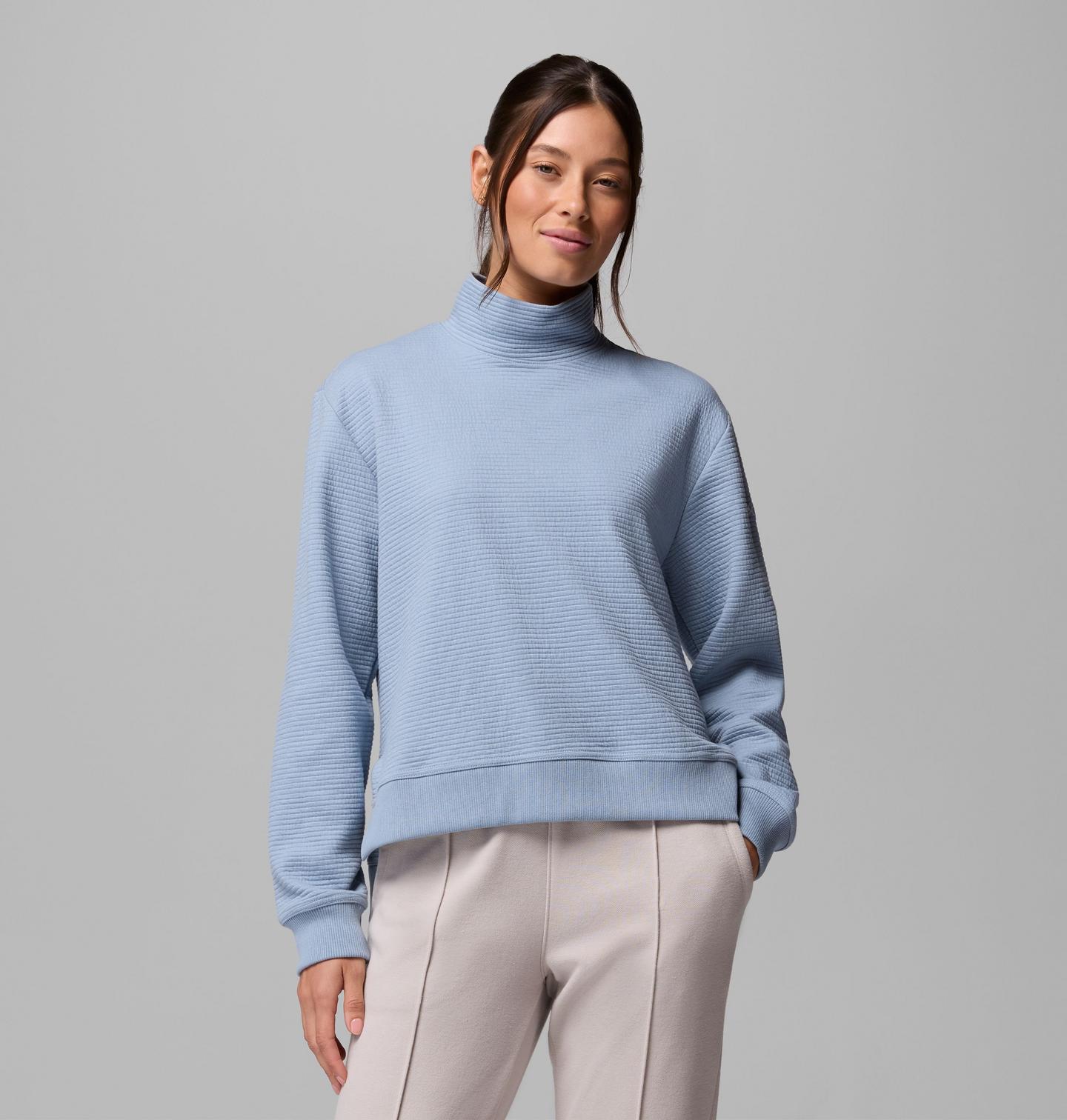 Женская рубашка Columbia PFG Open Water Mock Neck Long Sleeve, цвет: Синий — фото 1