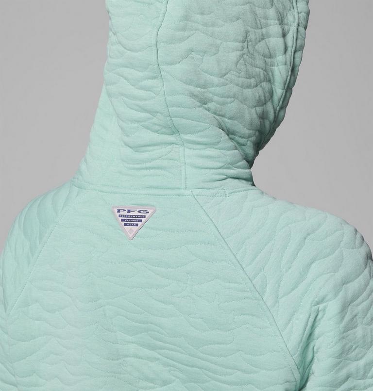 Women's PFG Open Water Quilted Hoodie, Color: Misty Jade, image 6