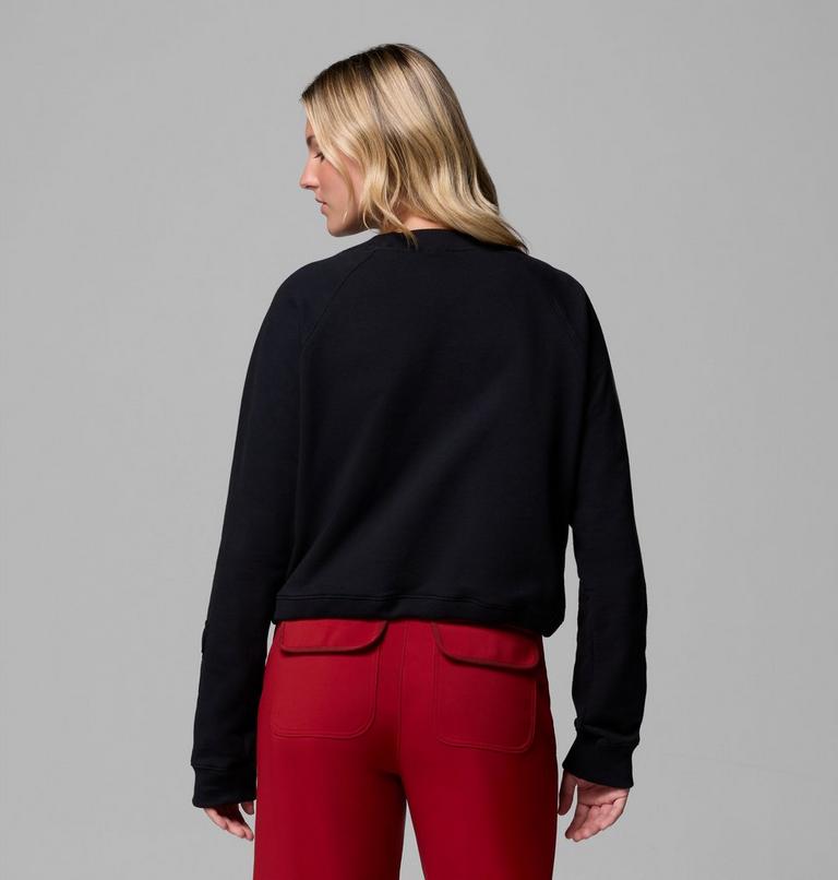 Women's High Cascades Crop French Terry Long Sleeve Shirt, Color: Black, image 3
