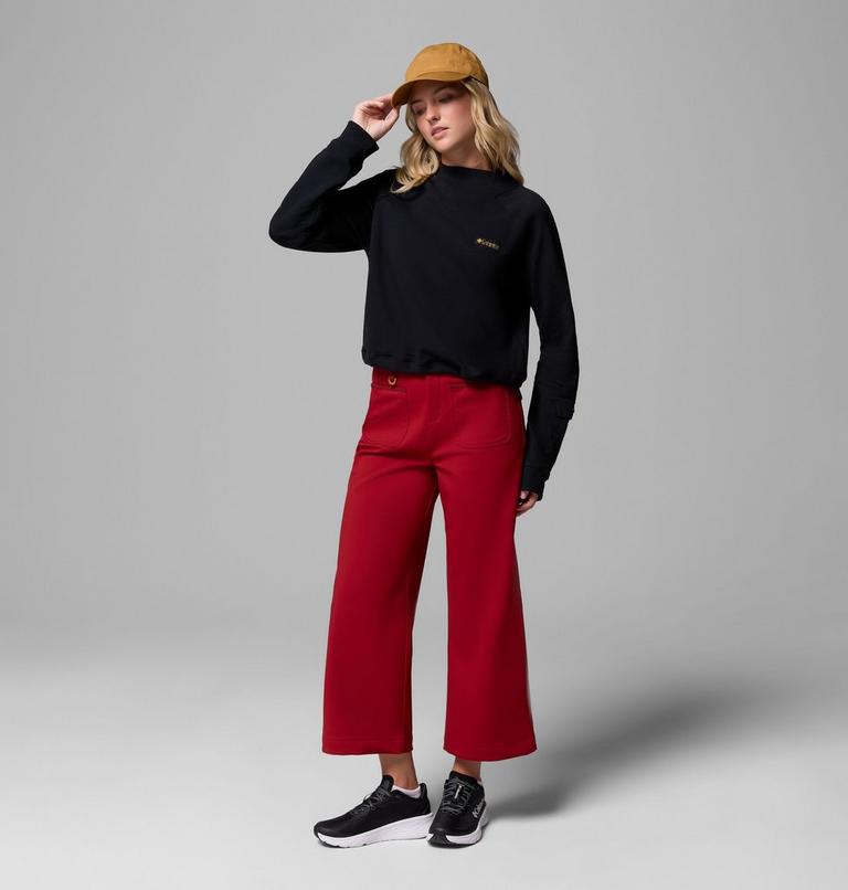 Women's High Cascades Crop French Terry Long Sleeve Shirt, Color: Black, image 2
