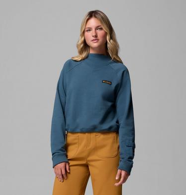 Women's High Cascades Crop French Terry Sweatshirt, Color: Everblue, image 1