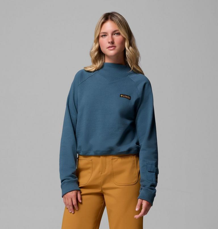 Women's High Cascades Crop French Terry Long Sleeve Shirt, Color: Everblue, image 1