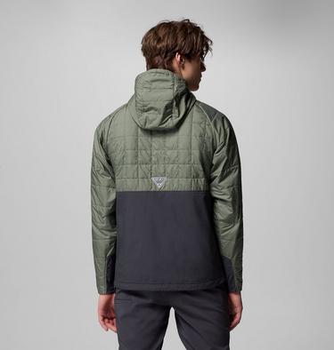 Men's PFG Uncharted II Insulated Hooded Anorak, Color: Cypress, Shark, image 3