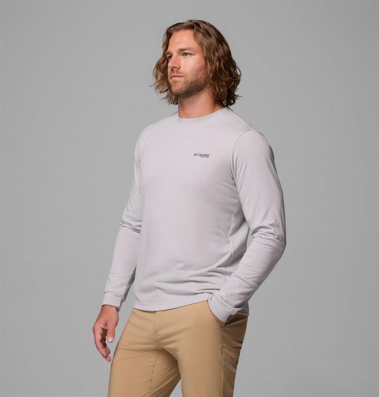 Men's PFG Uncharted Graphic Long Sleeve Technical T-Shirt, Color: Cool Grey Heather, Redfish Swamplands, image 4