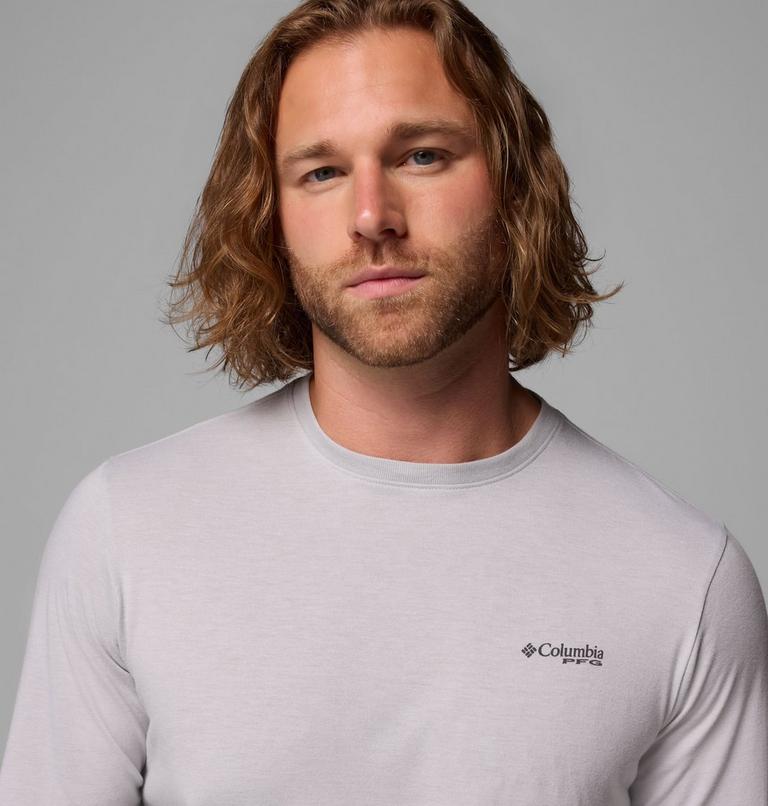 Men's PFG Uncharted Graphic Long Sleeve Technical T-Shirt, Color: Cool Grey Heather, Redfish Swamplands, image 5